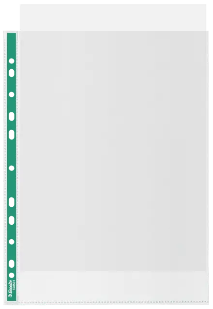 Esselte Green Spine Punched Pockets A4 Top Opening - Embossed. Pack 100