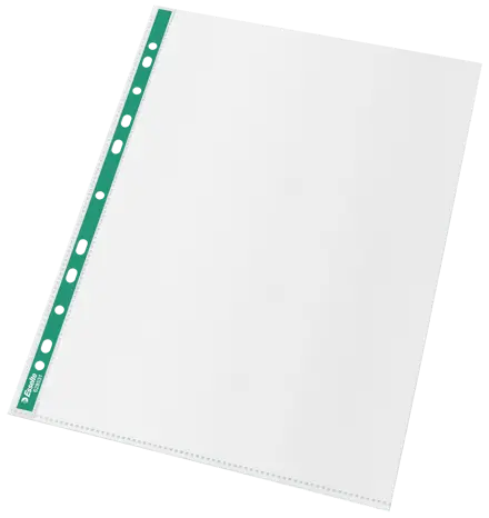 Esselte Green Spine Punched Pockets A4 Top Opening - Embossed. Pack 100