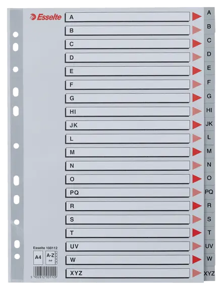 Abecedarios plástico carátula índice | ESSELTE