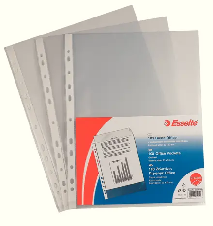 Buste perforate OFFICE - PPL antiriflesso - f.to 23 x 33 cm . conf.100 pz