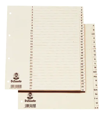 Esselte Register A-Z, Papier