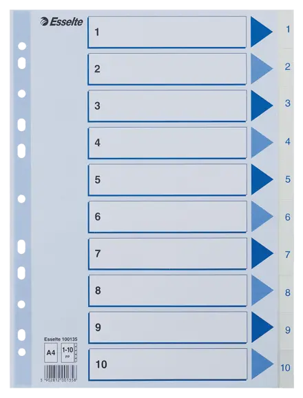 Index 1-10 Esselte PP A4 White