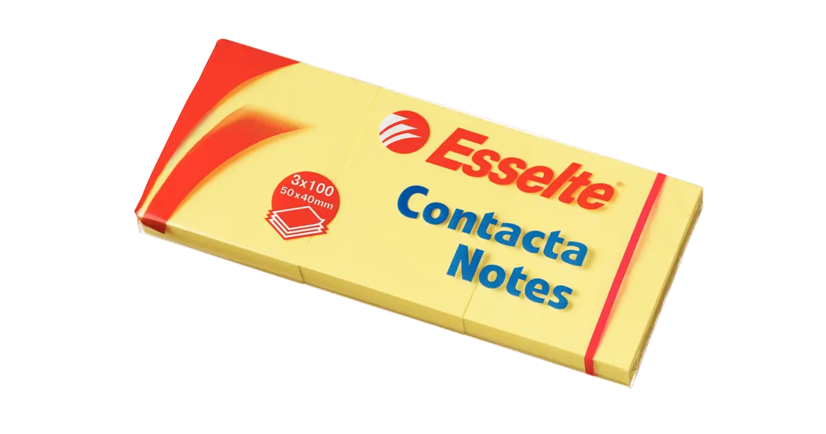 LEITZ Haftnotizen CONTACTA NOTES – 3 Blöcke à 100 Blatt, Gelb, 50x40 Mm | Für Büro, Uni & Zuhause