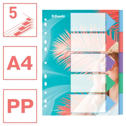 Esselte Colour'Breeze A4 Hakemisto 5 välilehteä PP