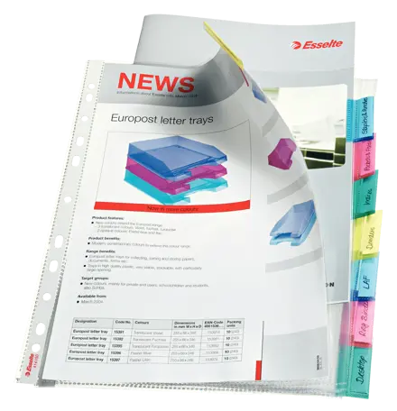 Busta Index a perforazione Esselte - 8 tasti - f.to A4 - PPL lucido