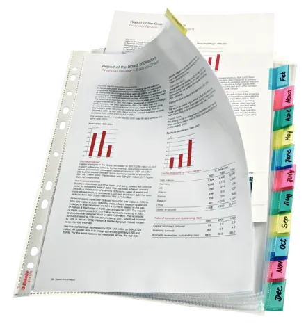 Busta Index a perforazione Esselte - 12 tasti - f.to A4 - PPL lucido