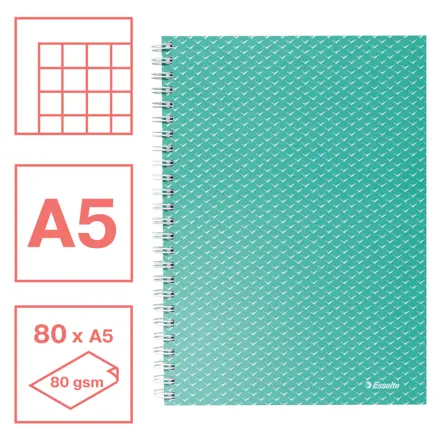 Cuaderno A5 cuadriculado, encuadernado wiro Esselte Colour'Breeze