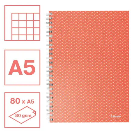 Cuaderno A5 cuadriculado, encuadernado wiro Esselte Colour'Breeze