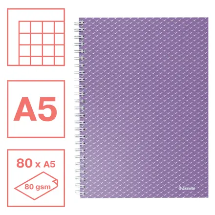 Cuaderno A5 cuadriculado, encuadernado wiro Esselte Colour'Breeze