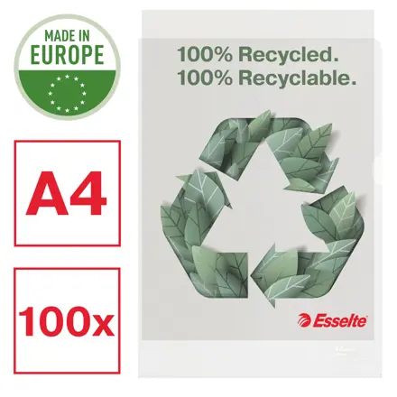 Esselte Buste a L De Luxe 100% riciclate - antiriflesso - f.to 22x30cm - conf.da 100