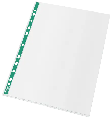 Esselte Green Spine A4 Punched Pockets Top Opening - Embossed. Pack 200