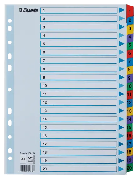 Разделители Esselte картонные, табуляторы защищены пленкой "Майлар", А4