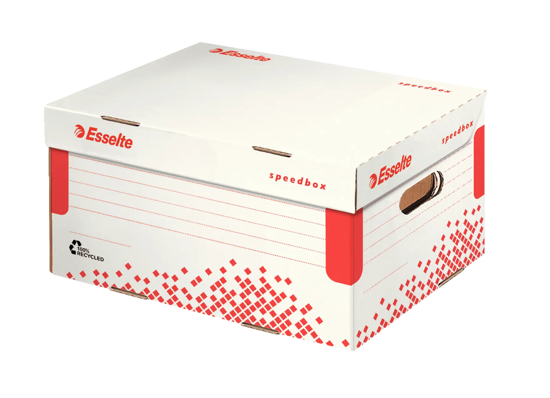 Esselte Speedbox - Scatole Archivio In Cartone, 25 Pezzi, 10x25x35 Cm, Bianco E Rosso - Foto 10