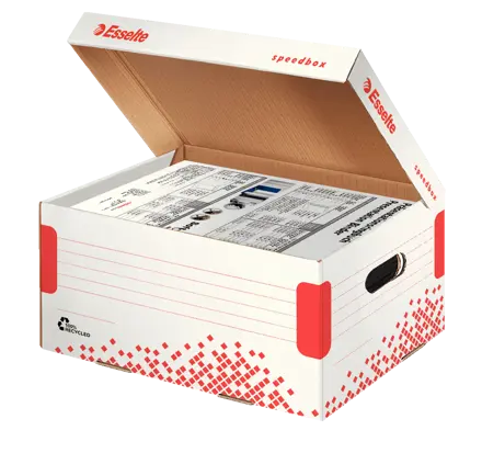 Scatola archivio e trasporto Speedbox Esselte - f.to A4 con coperchio integrato