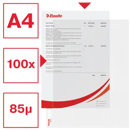 Pocket Esselte 85my A4 Top Side opening