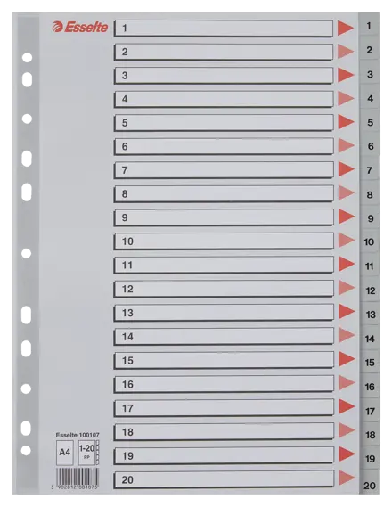 Разделители Esselte полипропиленовые, А4