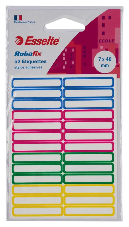 Étiquettes stylos Esselte Rubafix 7*40mm. Sachet de 52.