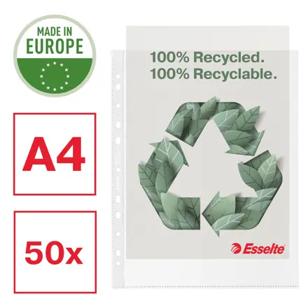 Esselte Buste perforate Office 100% riciclate - antiriflesso - f.to 22x30 cm - conf.da 100