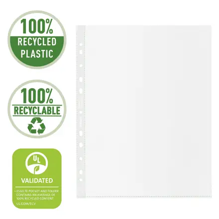 Esselte Buste perforate Office 100% riciclate - antiriflesso - f.to 22x30 cm - conf.da 100