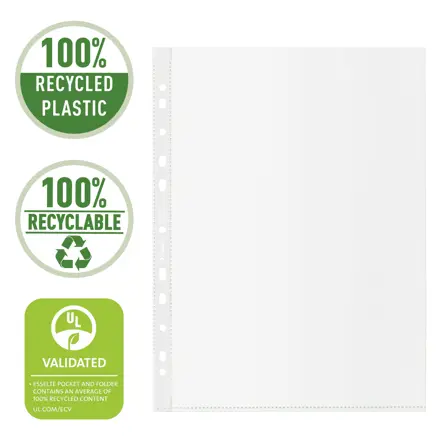 Esselte Buste perforate De Luxe 100% riciclate - antiriflesso - f.to A4 - conf.da 50