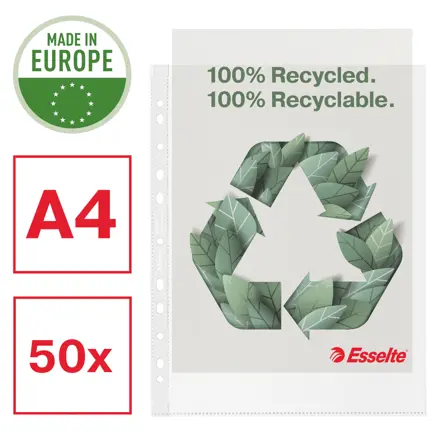 Esselte Buste perforate De Luxe 100% riciclate - antiriflesso - f.to 22x30 cm - conf.da 50
