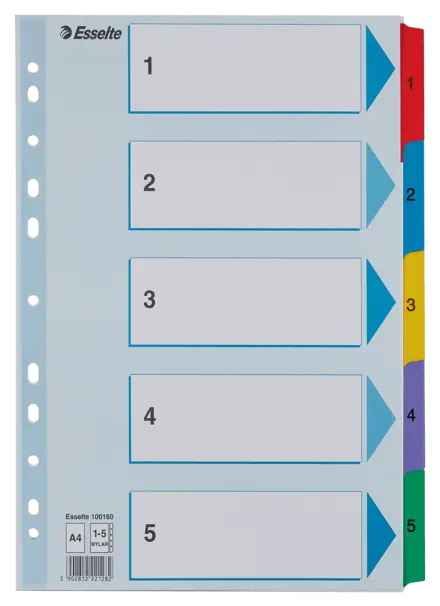 Intercalaire Esselte, en Carton avec onglets renforcés en Mylar, A4