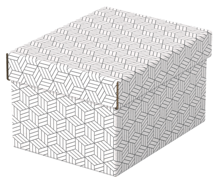 Pack de 3 100% Cartón Reciclado Blanco 100% Reciclable Diseño Geométrico 628288 Almacenaje y Organización para la Oficina y Casa Esselte Caja de Cartón Cuadrada para Almacenaje con Tapa 