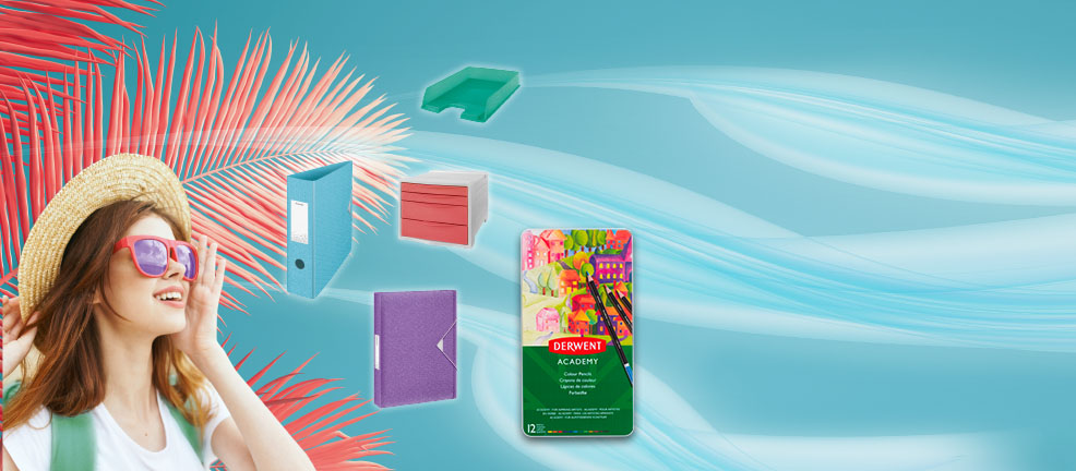 Compra dos productos Esselte Colour'Breeze y recibe una caja de lápices de colores Derwent Academy GRATIS.